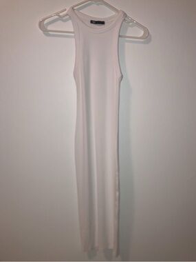 White Ribbed Racerback Midi Dress